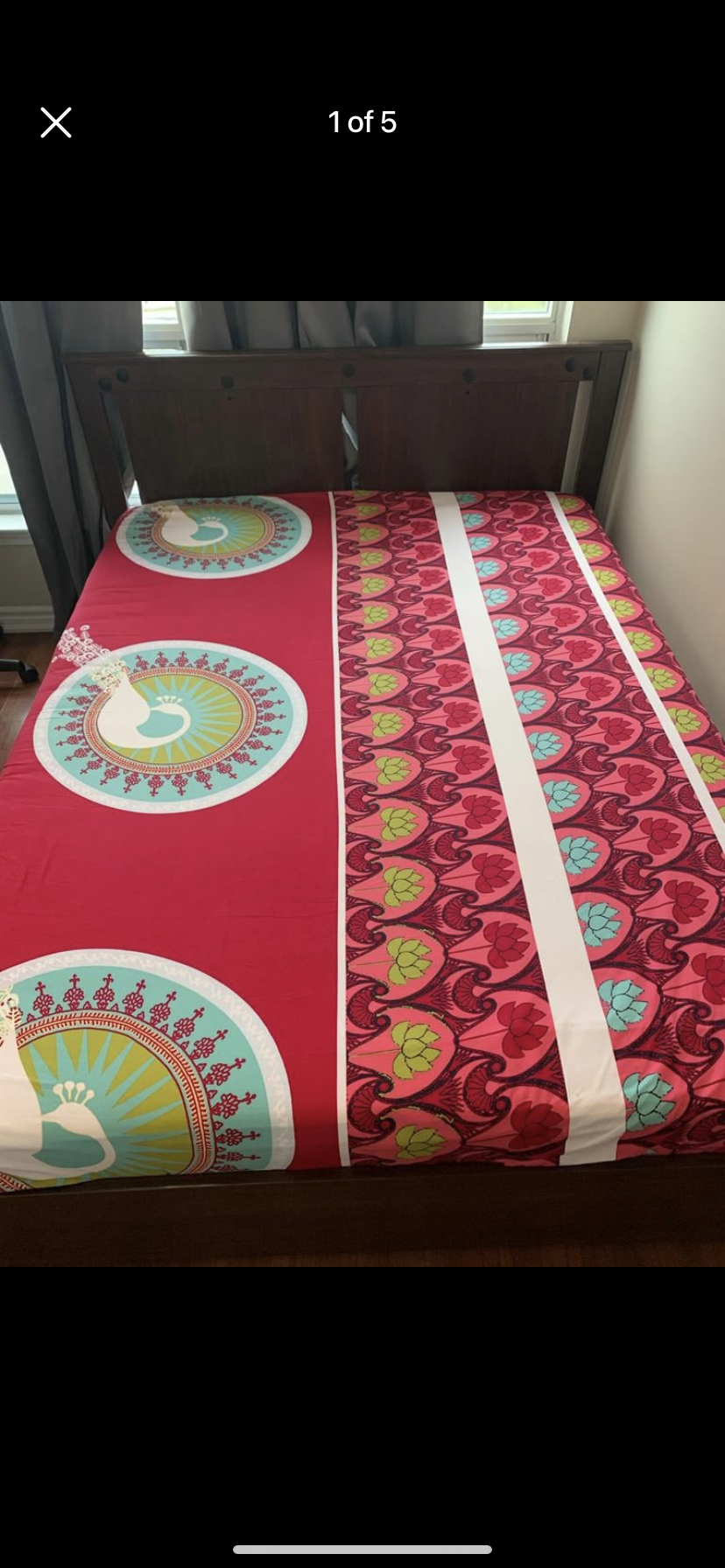 Ikea Queen bed with slats and firm foam mattress