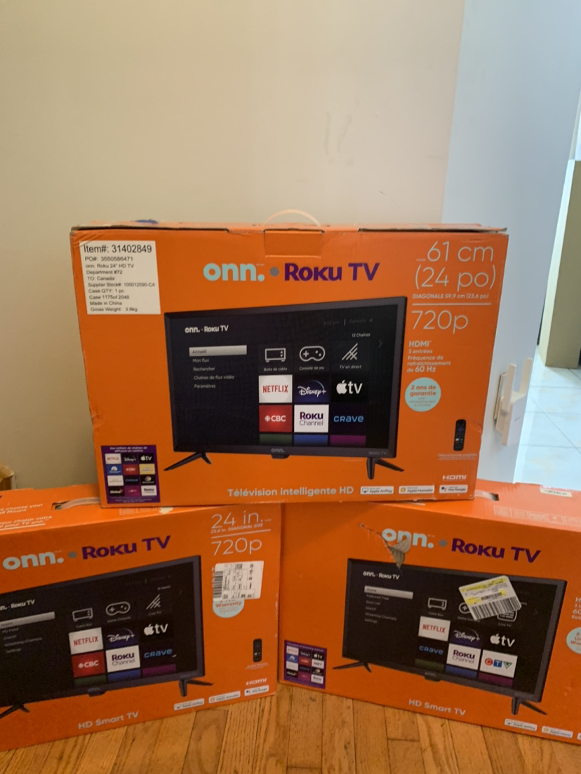Onn 24" 720p HD Roku Smart TV 3 HDMI,1 usb,60 Hz thumbnail