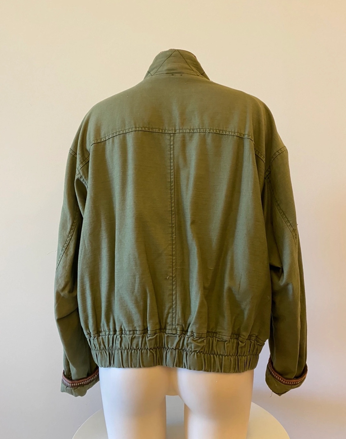 FreePeople Khaki cargo pocket bomber jacket image indicator(3)