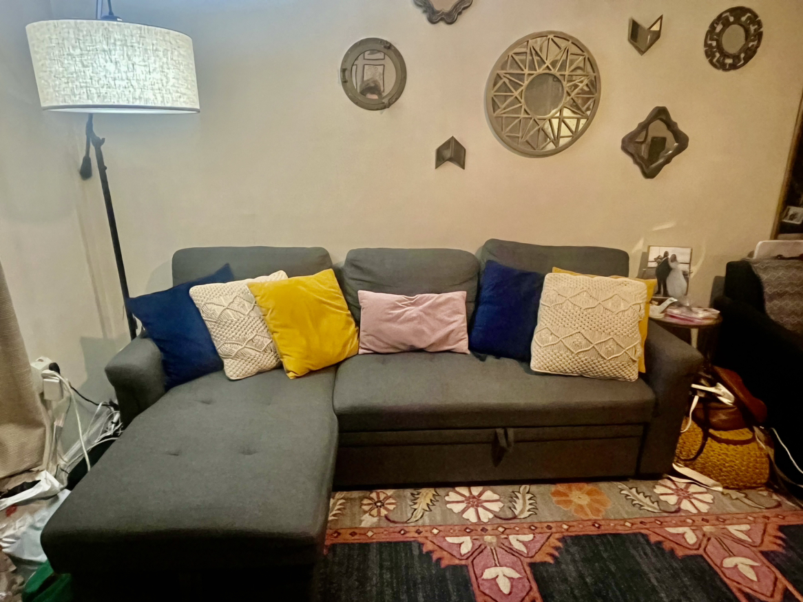 Gray sectional with storage - photo 2