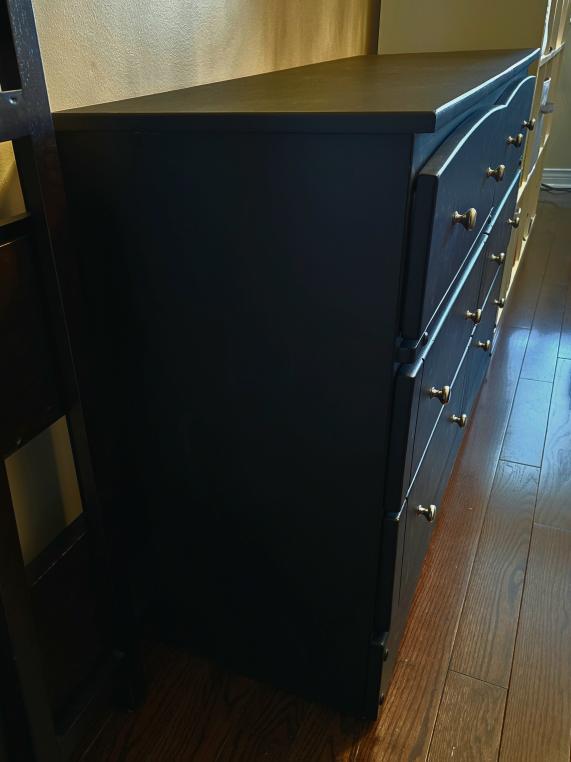 Solid-Wood Low Dresser w/ 6 Drawers, Black image indicator(3)