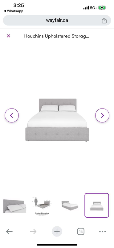 Upholstered Queen Bed Frame with Storage- Gray