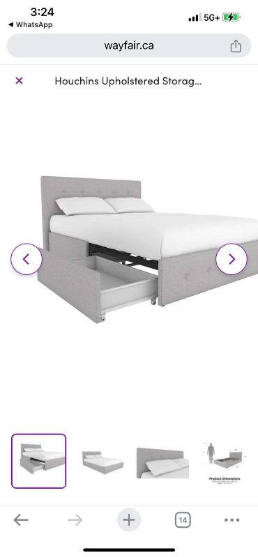 Upholstered Queen Bed Frame with Storage- Gray - photo 5