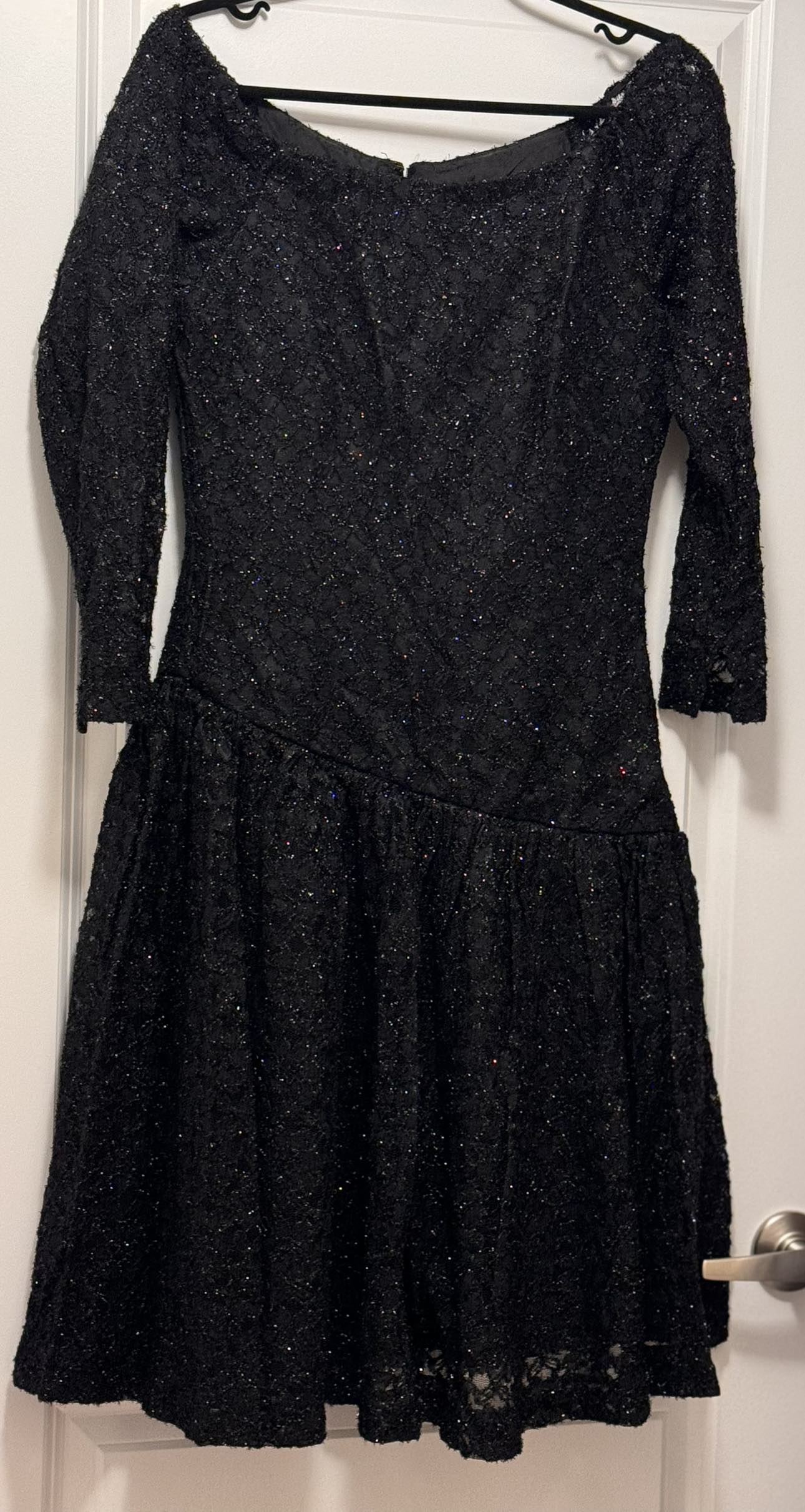 Black French lace evening dress