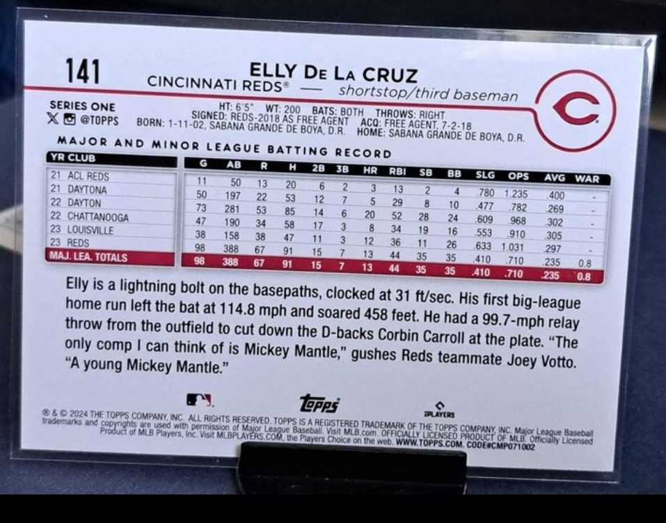 MLB Card- Elly De La Cruz  #141 Rookie Card - photo 2