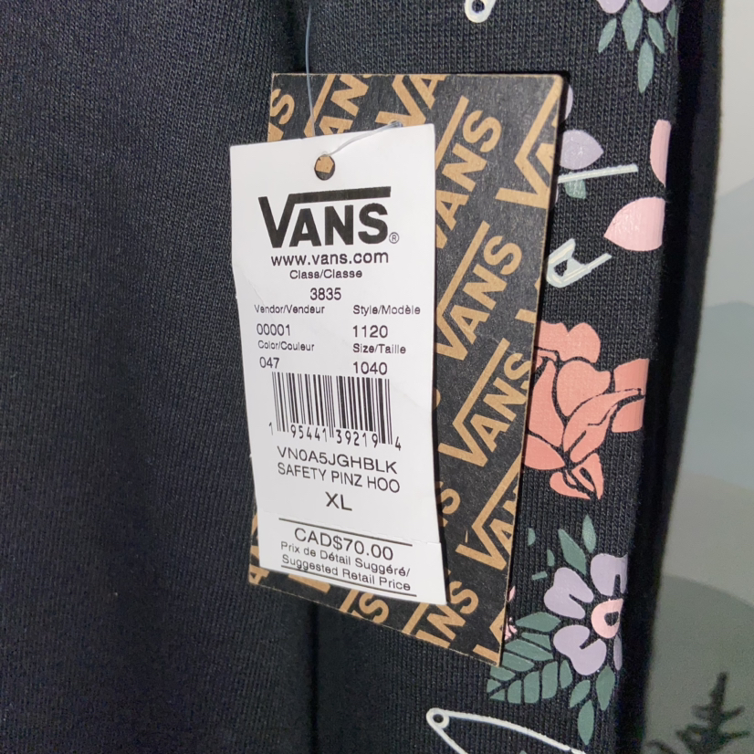 Vans Floral Saftey Pin Sleeves Hoodie NWT size XL image indicator(2)