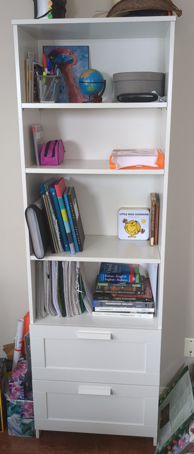 Bookcase, 2 drawers, 4 shelfs