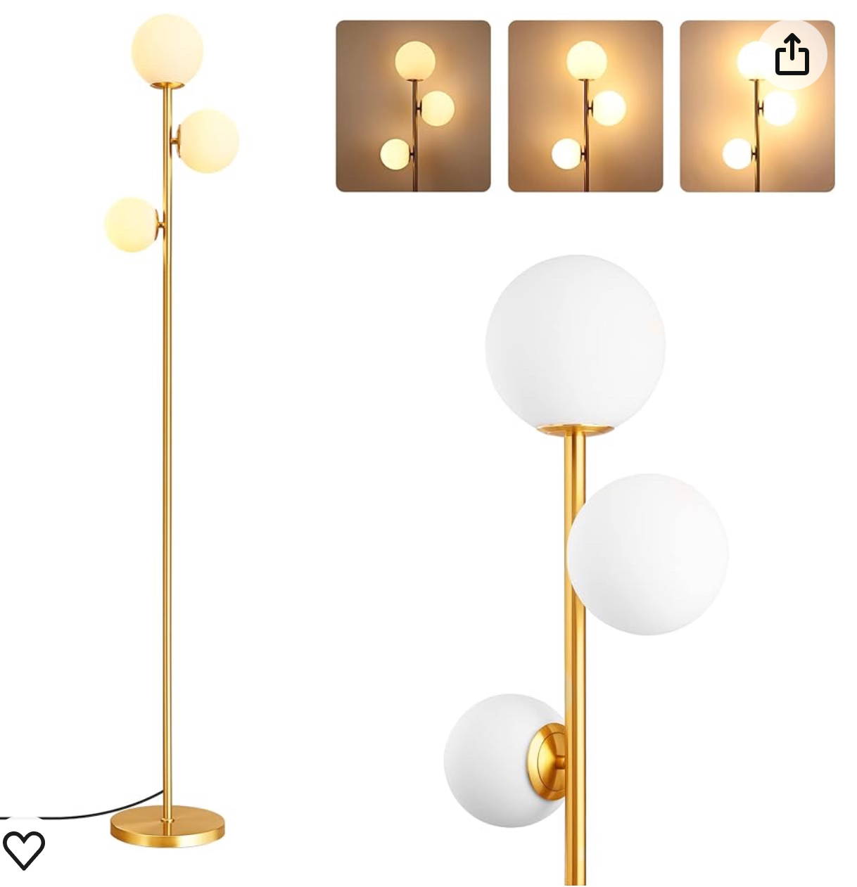 3 Globe Mid Century Modern Floor Lamp (without Bulbs)