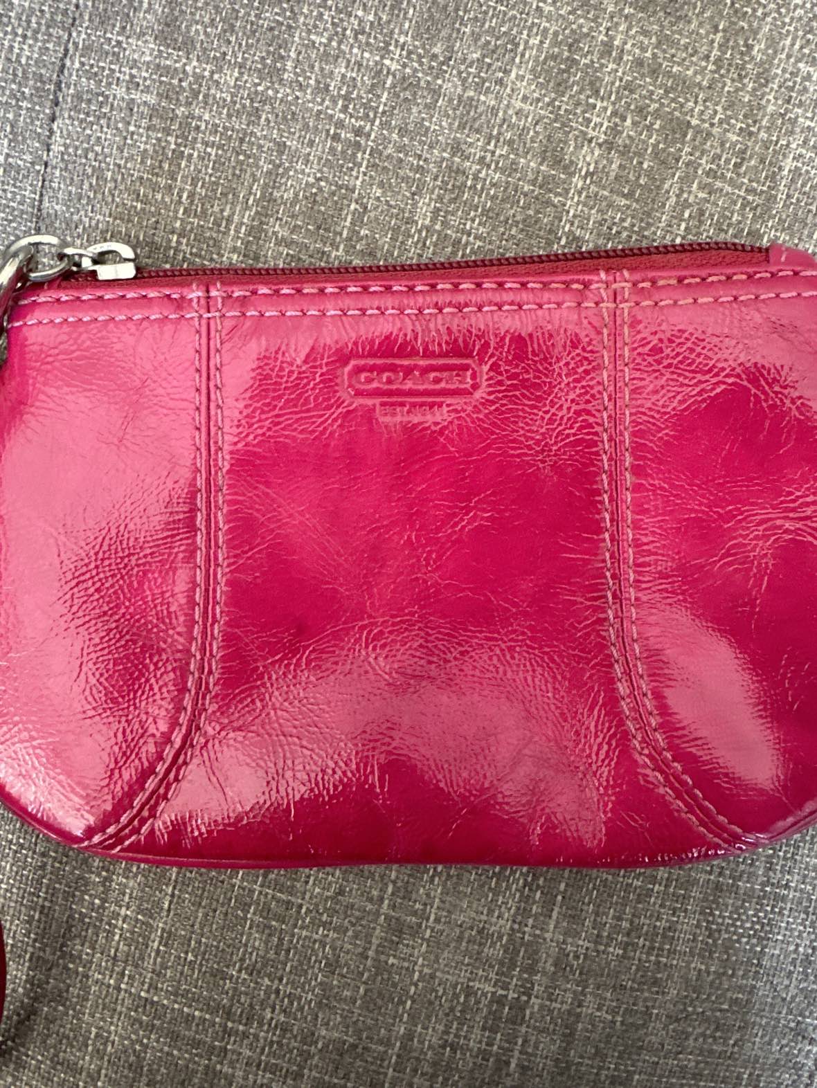 Coach Patent Leather Wristlet - Hot pinkish image indicator(6)