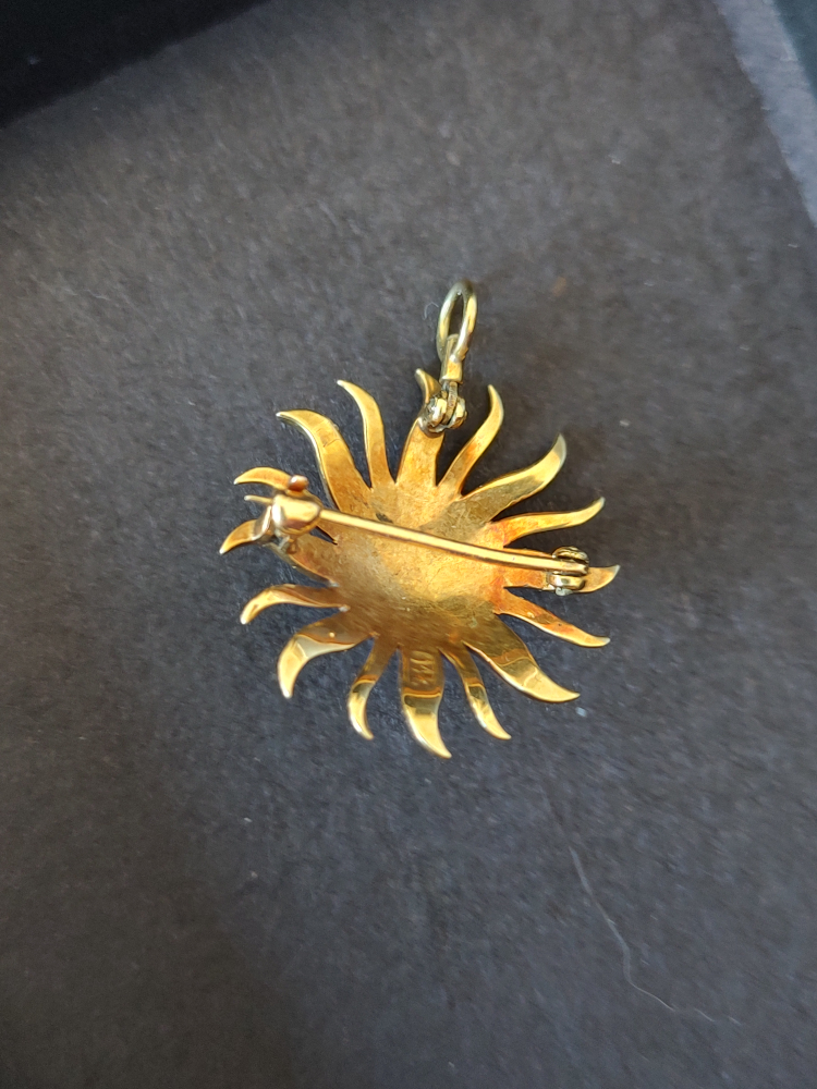 Gold Fault Pearls Sunburst Brooch & Pendant Loop image indicator(2)