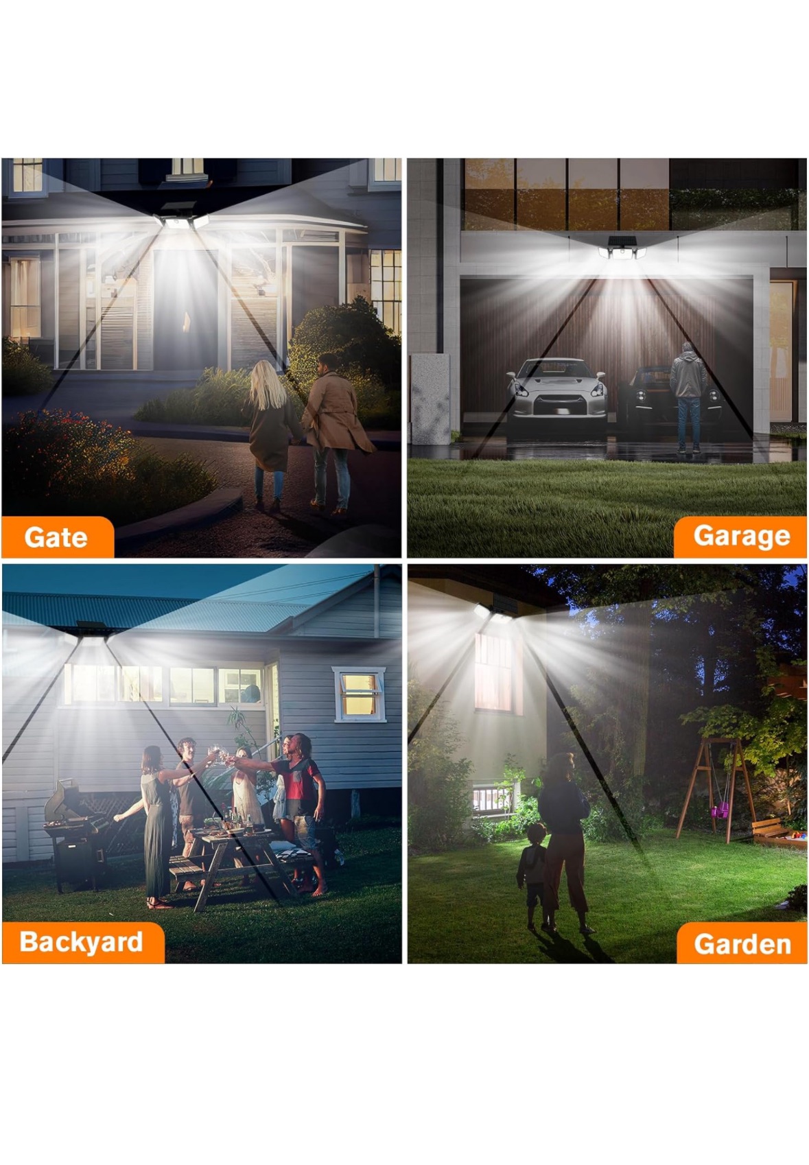 3 Head Solar Motion Lights Outdoor with 2500LM 232 LEDs High image indicator(4)
