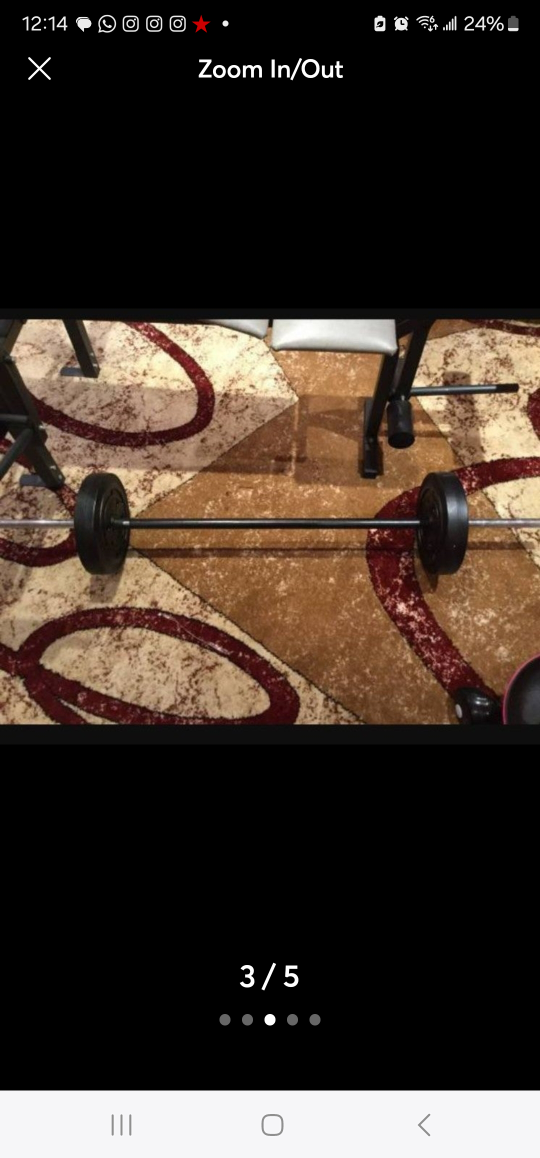 Weider weight bench combo w/ lifting bar & weight plates - photo 3