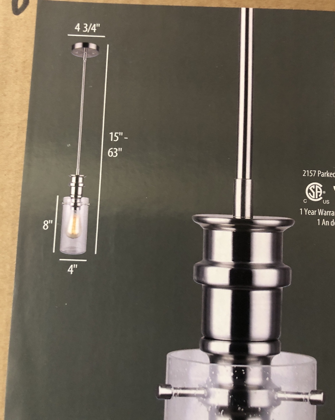 Albany Pendant light fixture. - photo 2