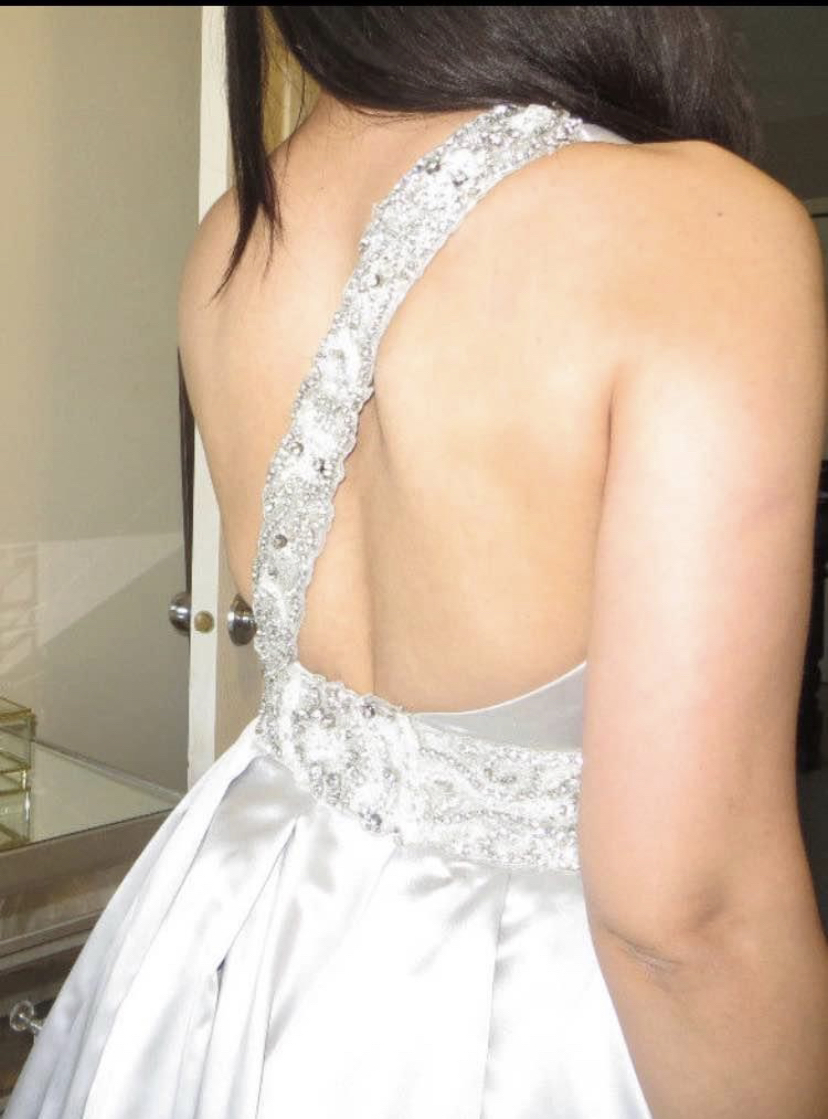 Gorgeous long train dress purchased from ethos for $1500 - photo 3