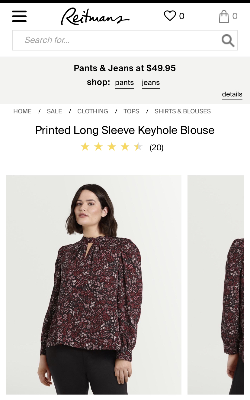 reitmans keyhole flower print blouse, xxl thumbnail