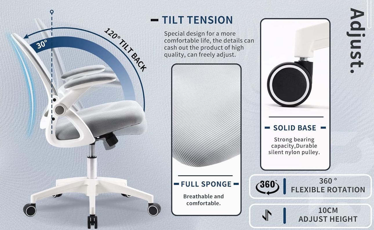 Ergonomic Office Desk Chair Adjustable Height Mesh - photo 4