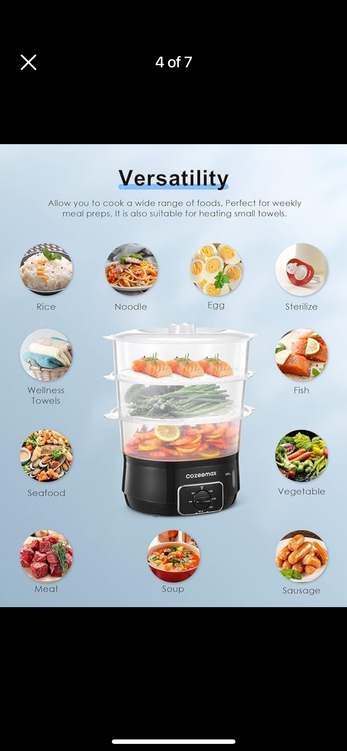 Cozeemax Electric Food Steamer for Cooking 3 Tier - photo 4