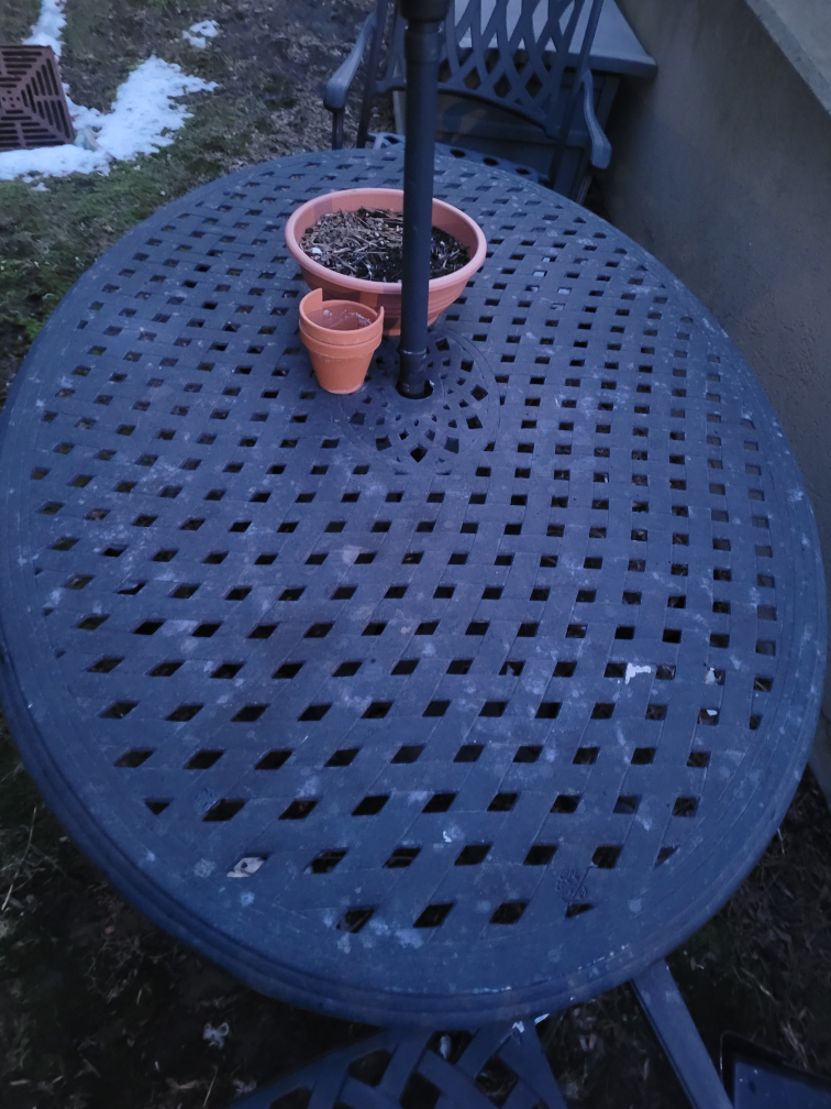 cast iron patio table and chair set with umbrella - photo 3