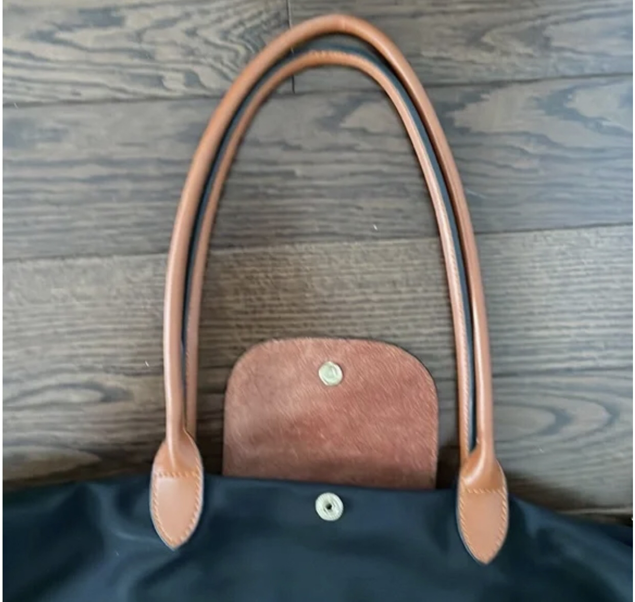 Black nylon purse with wristlet (Not Longchamp) image indicator(4)