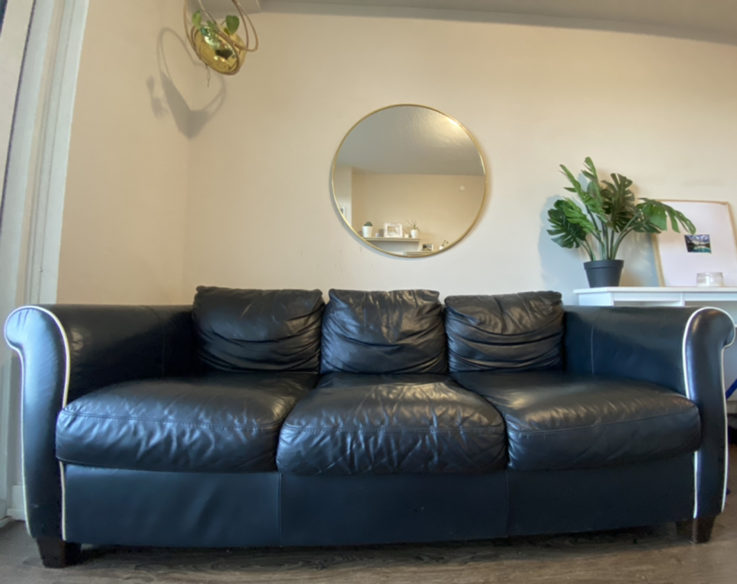 Black leather Sofa - photo 2