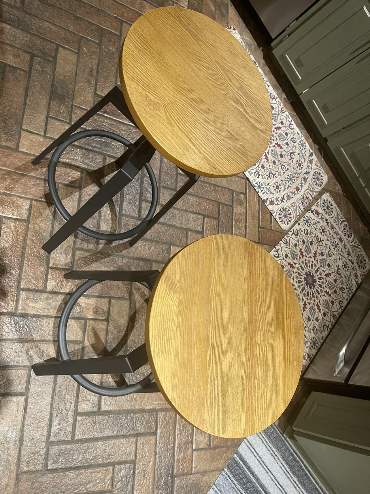 Costway Vintage Bar Stool Set Adj Wood Metal Design Pub Chair - photo 2