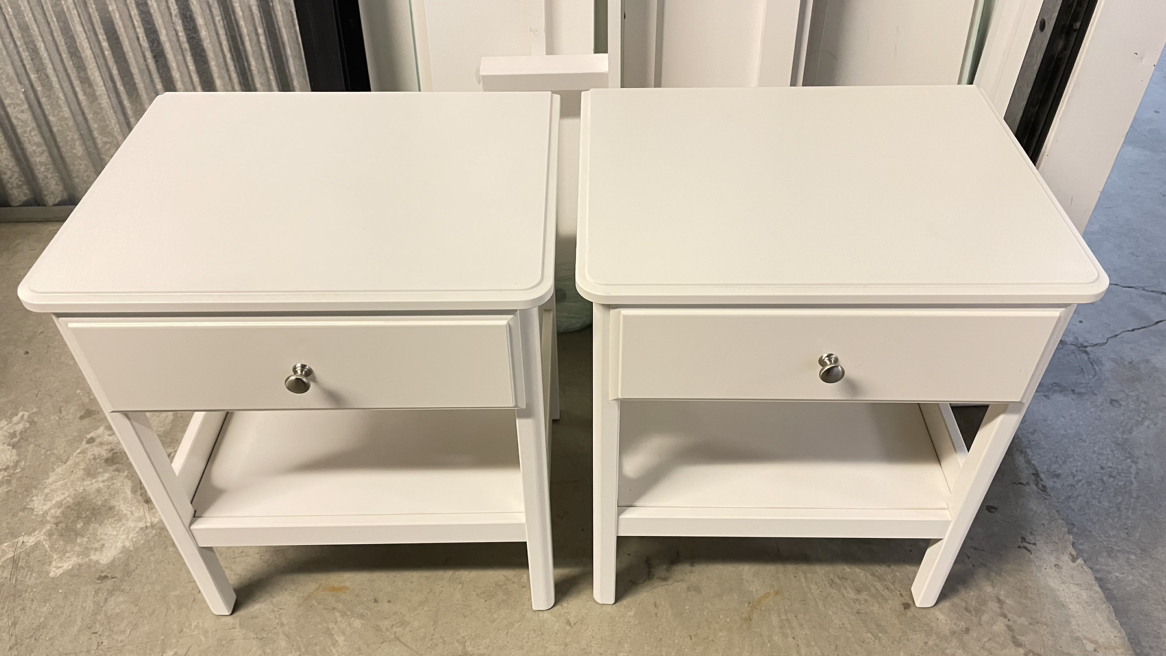Queen White Bed Set (headboard, base frame and 2 side tables) - photo 4