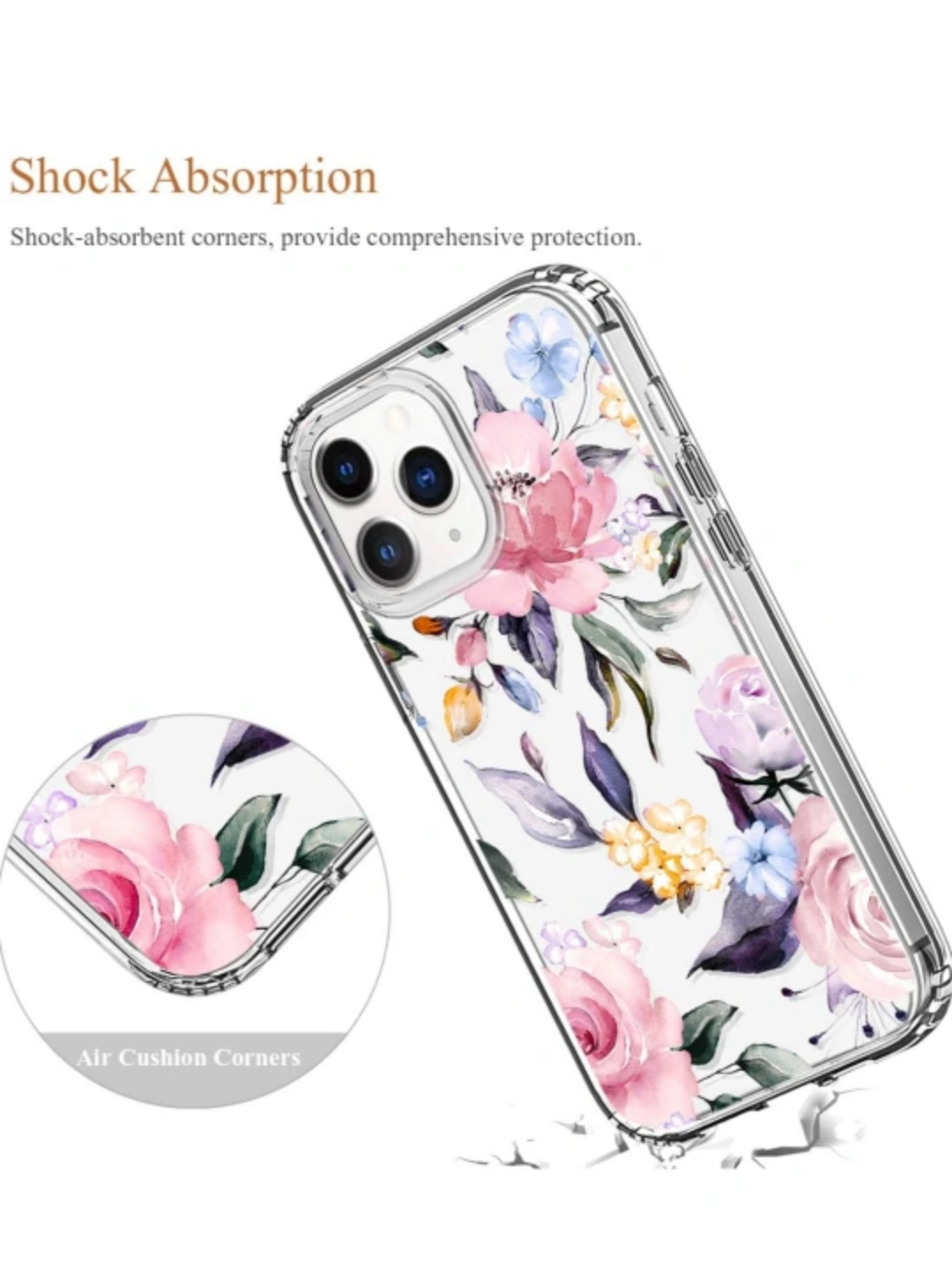 iPhone 12 Pro Max Case, Clear Floral Flower ,Pink - photo 5