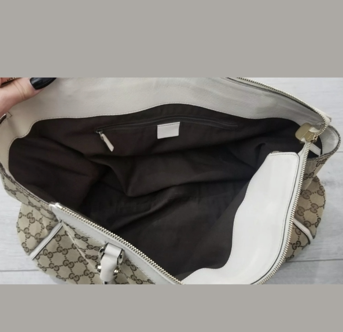 Gucci bag GG D Ring Canvas/Leather Tote (Beige/White) image indicator(4)