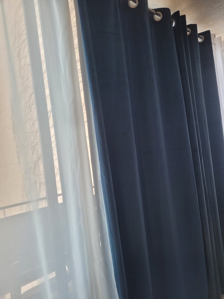 3 blue curtains with 5 white curtains used only 2 months. image indicator(2)