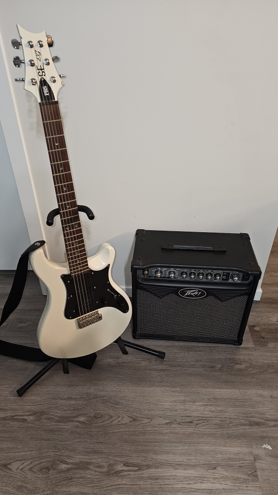 PRS SE EG Antique White Electric Guitar w/ 15W Amp