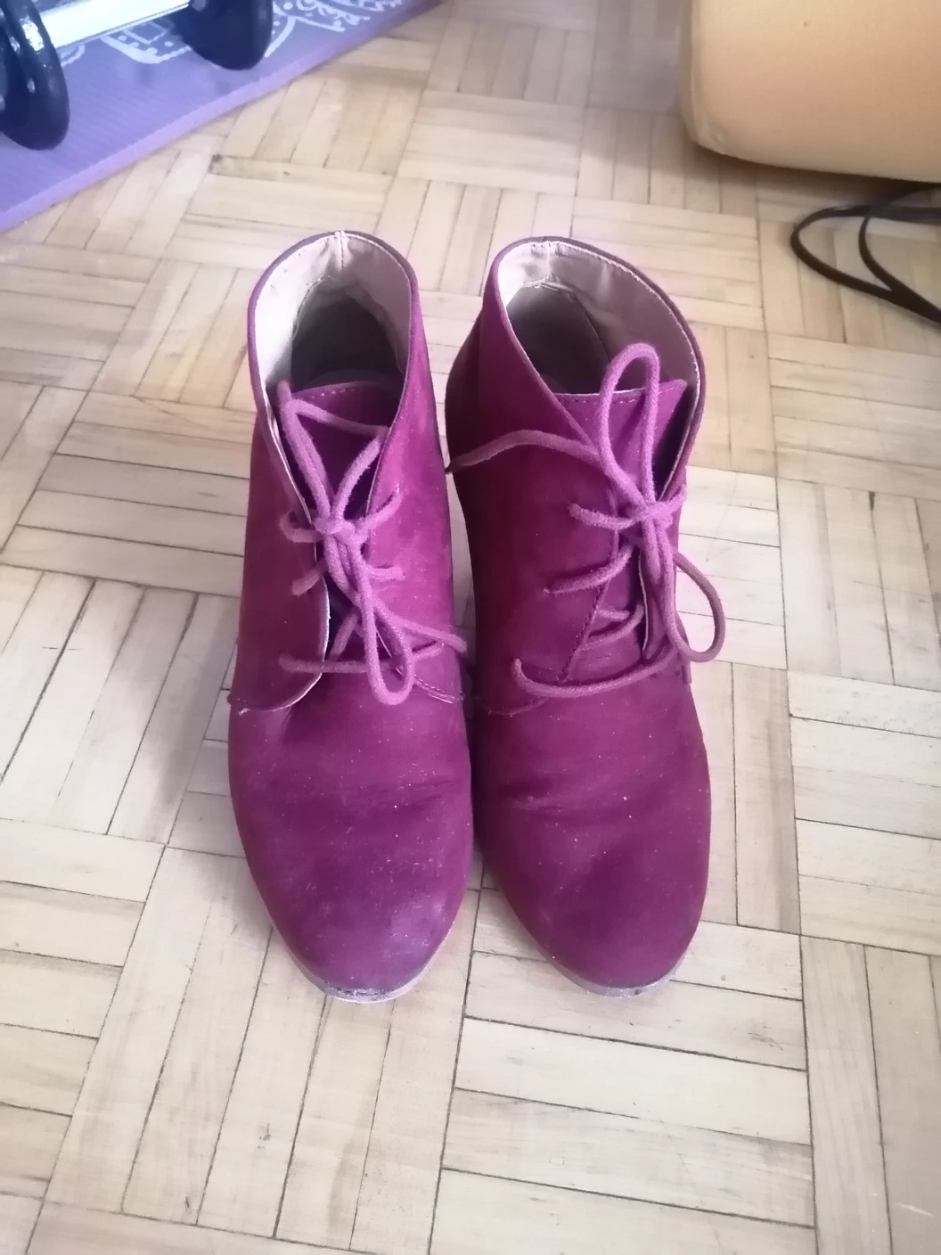 raspberry lace up shoes thumbnail