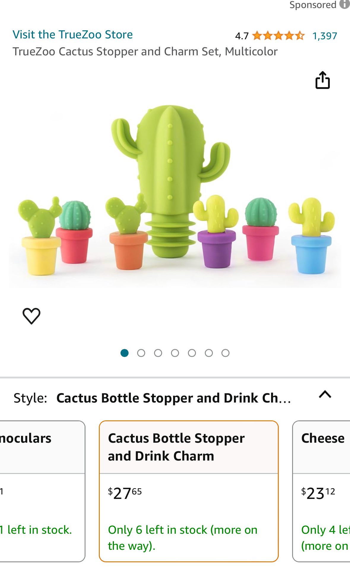 Cactus wine stopper and markers 7-piece set. - photo 3
