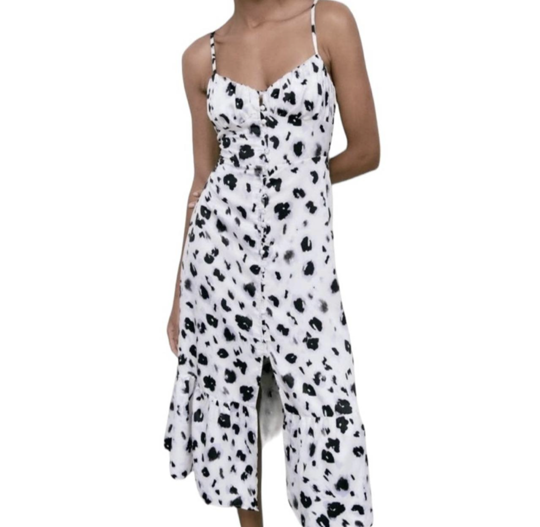 NEW with tags ZARA ANIMAL PRINT SATIN MIDI DRESS SIZE M thumbnail