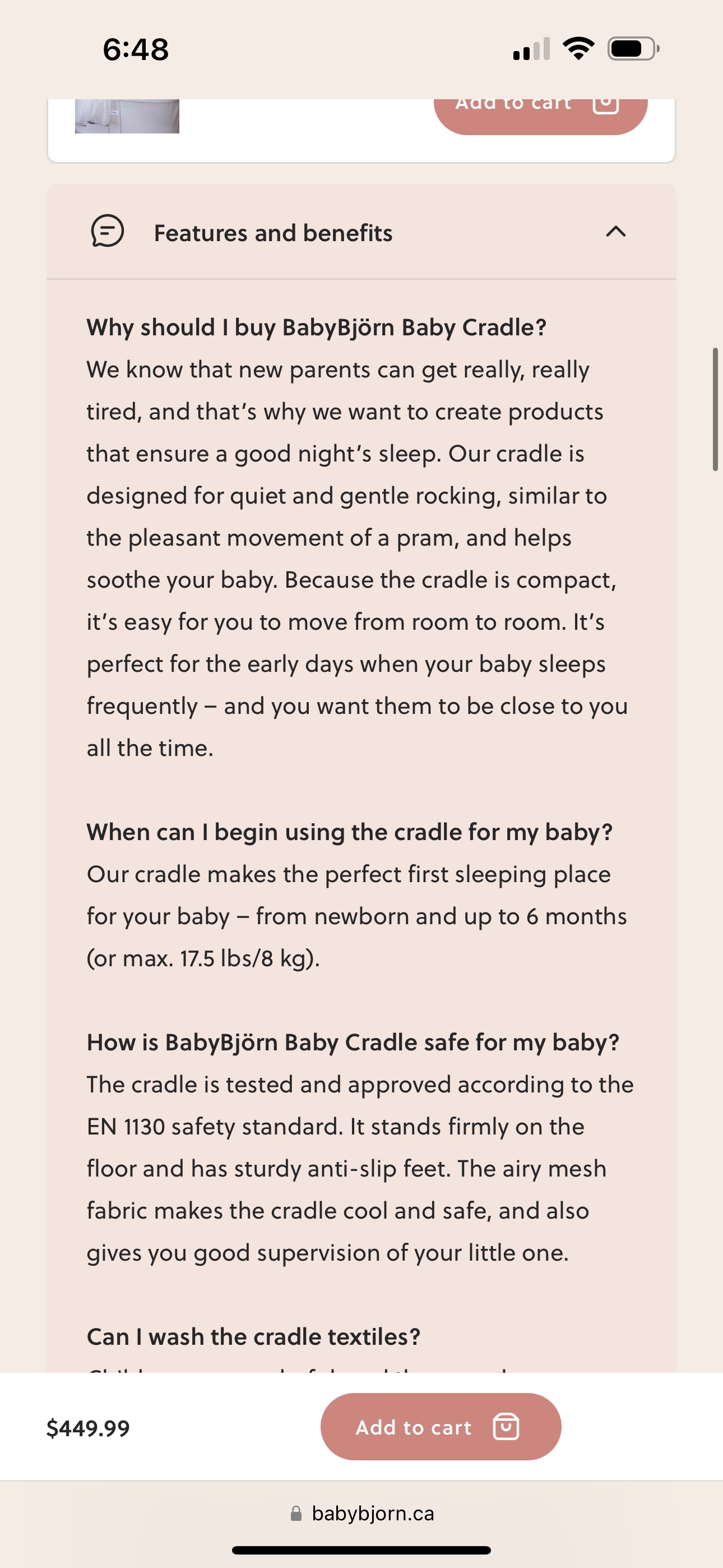 Baby Bjorn Bassinet Cradle - photo 2