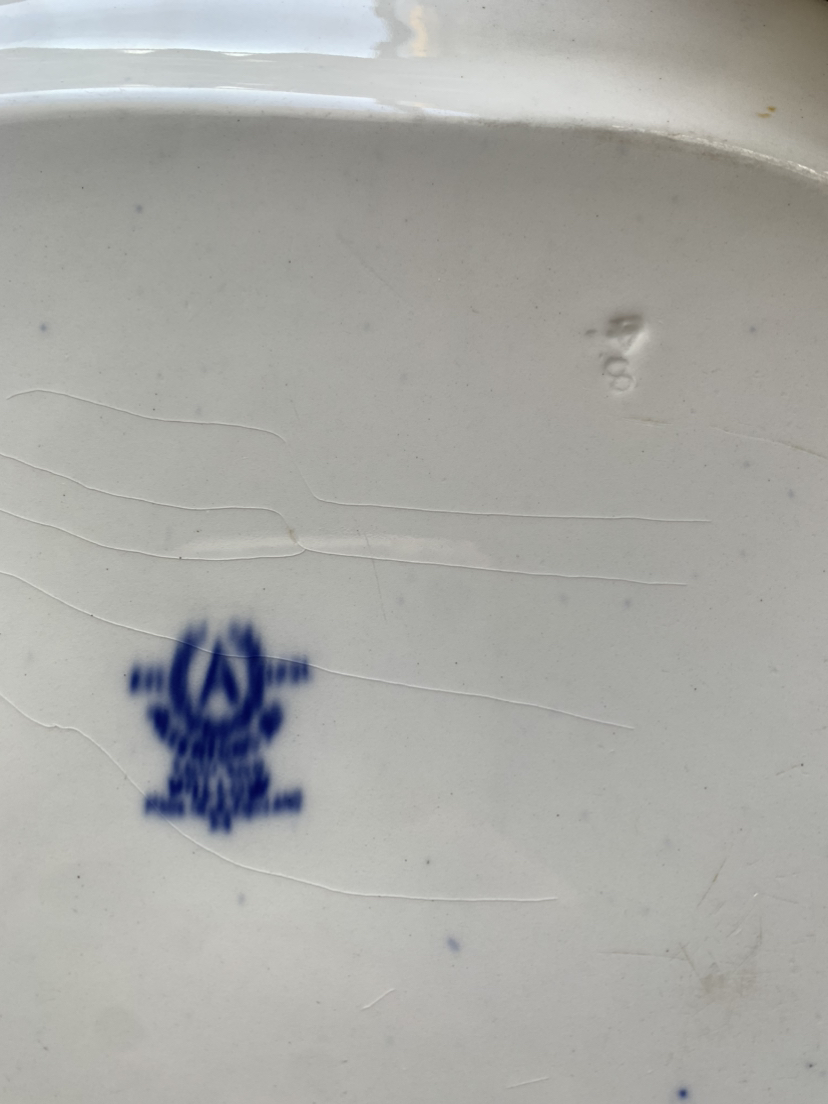 Antique 1830's Blue Willow Porcelain Platter From England image indicator(8)