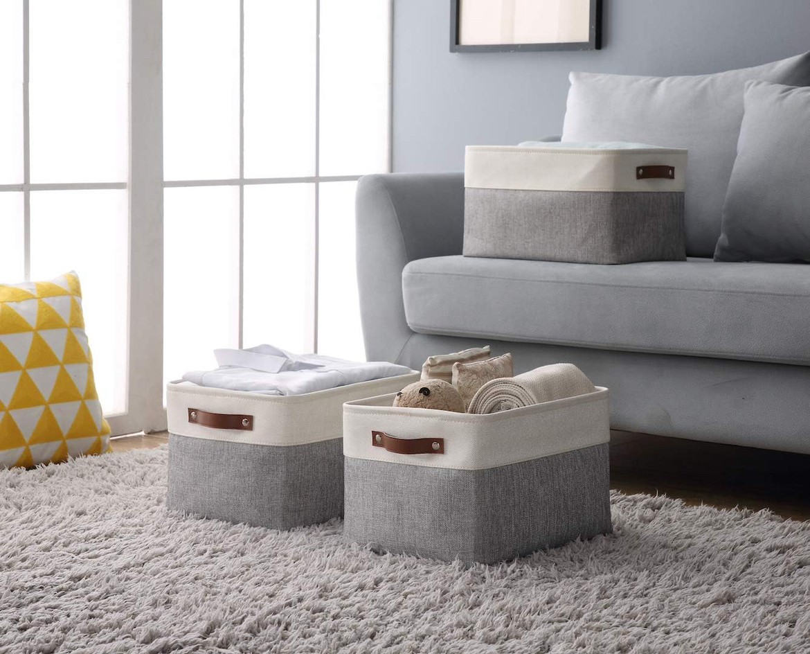 Fabric Storage Basket/Closet Organizers with Handles (Set of 6) - photo 2