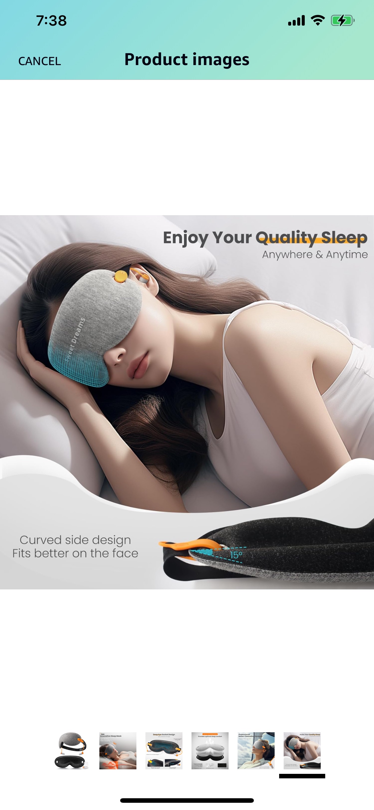 Brand new 3D Contoured Cup Sleep Eye Mask with Ear PlugsGray image indicator(6)
