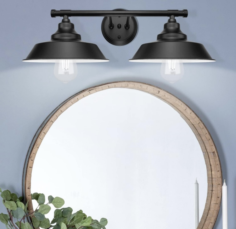 Matte, black vanity, two light farmhouse, light fixture - photo 2
