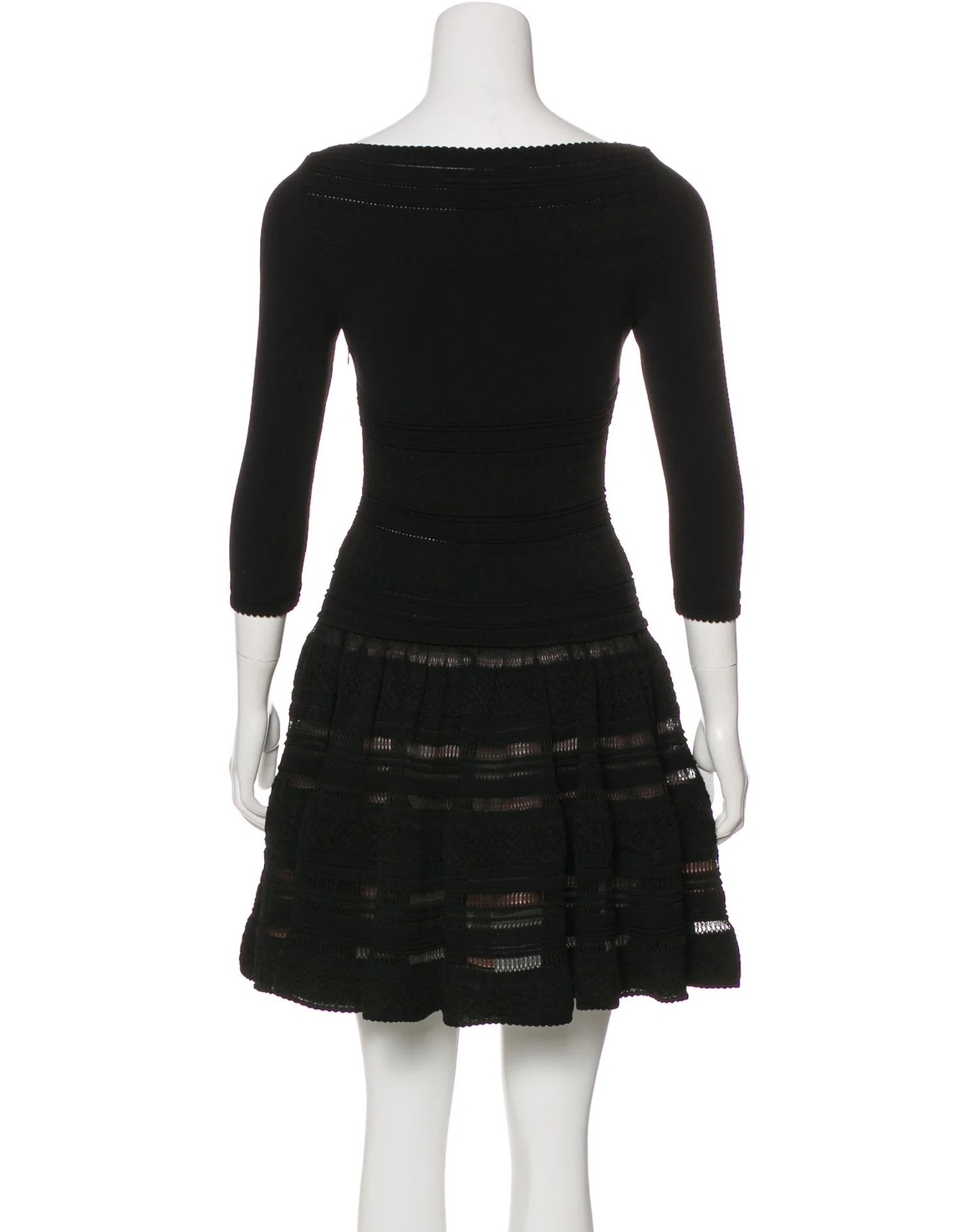 ALAÏA Flared Quarter Sleeve Black Mini Dress US4 FR36 - photo 3