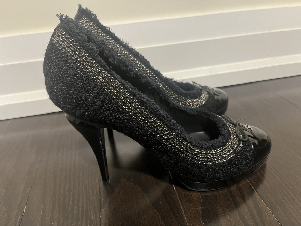 Chanel tweed Escarpins Pump Heels, sz 41 EU (11 US) Black image indicator(4)
