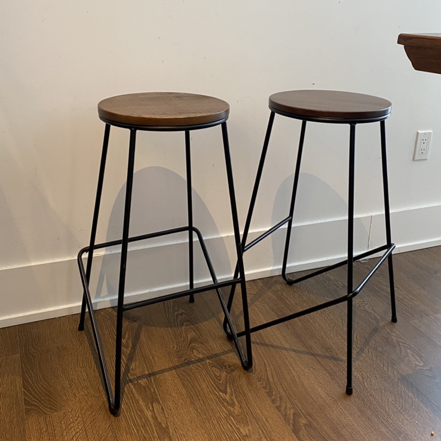 Bar Stools - 28.5 in - Wood & Black - Set of 2 thumbnail