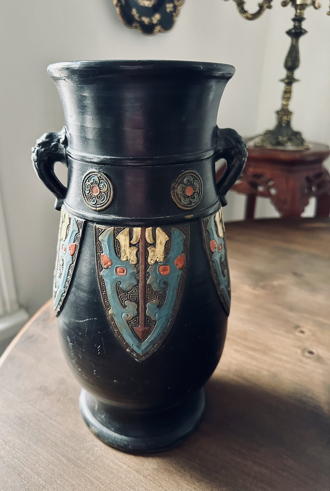 Striking Embossed Champleve Tokanabe - Art Deco - Japan Vase thumbnail