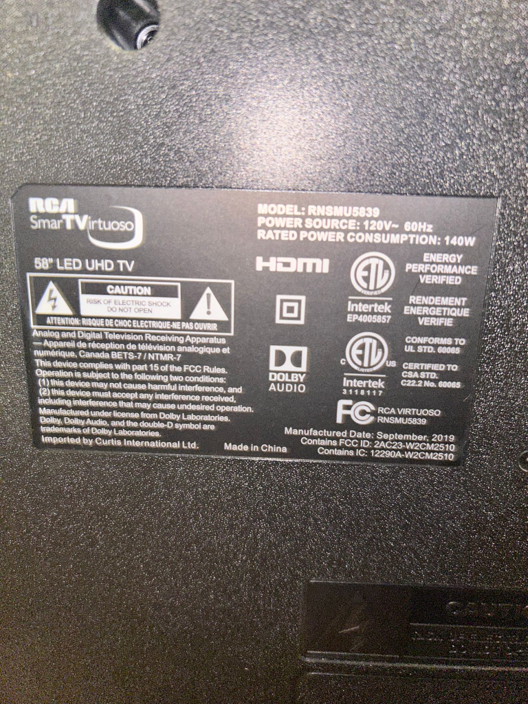 RCA 55 inch TV - 3 years old - photo 2