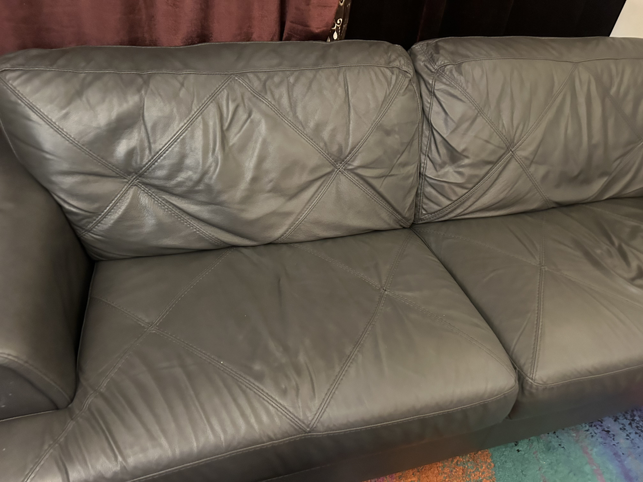 Grey Genuine Leather Couch image indicator(4)