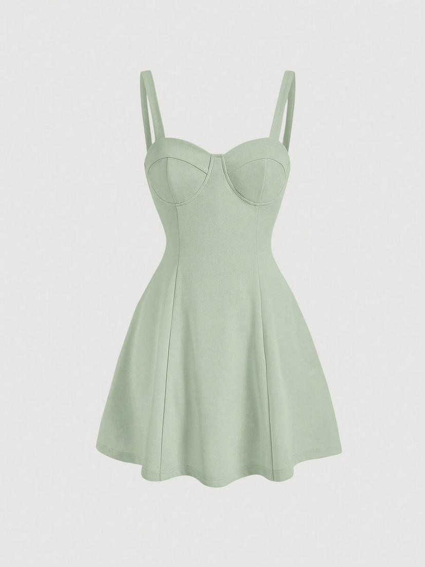 Solid bustier cami dress - Mint Green