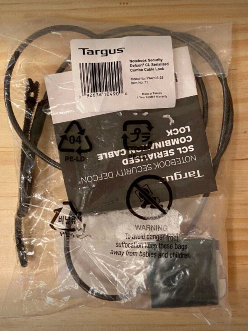 New Targus DEFCON T-Lock Serialized Combo Cable Laptop Lock New