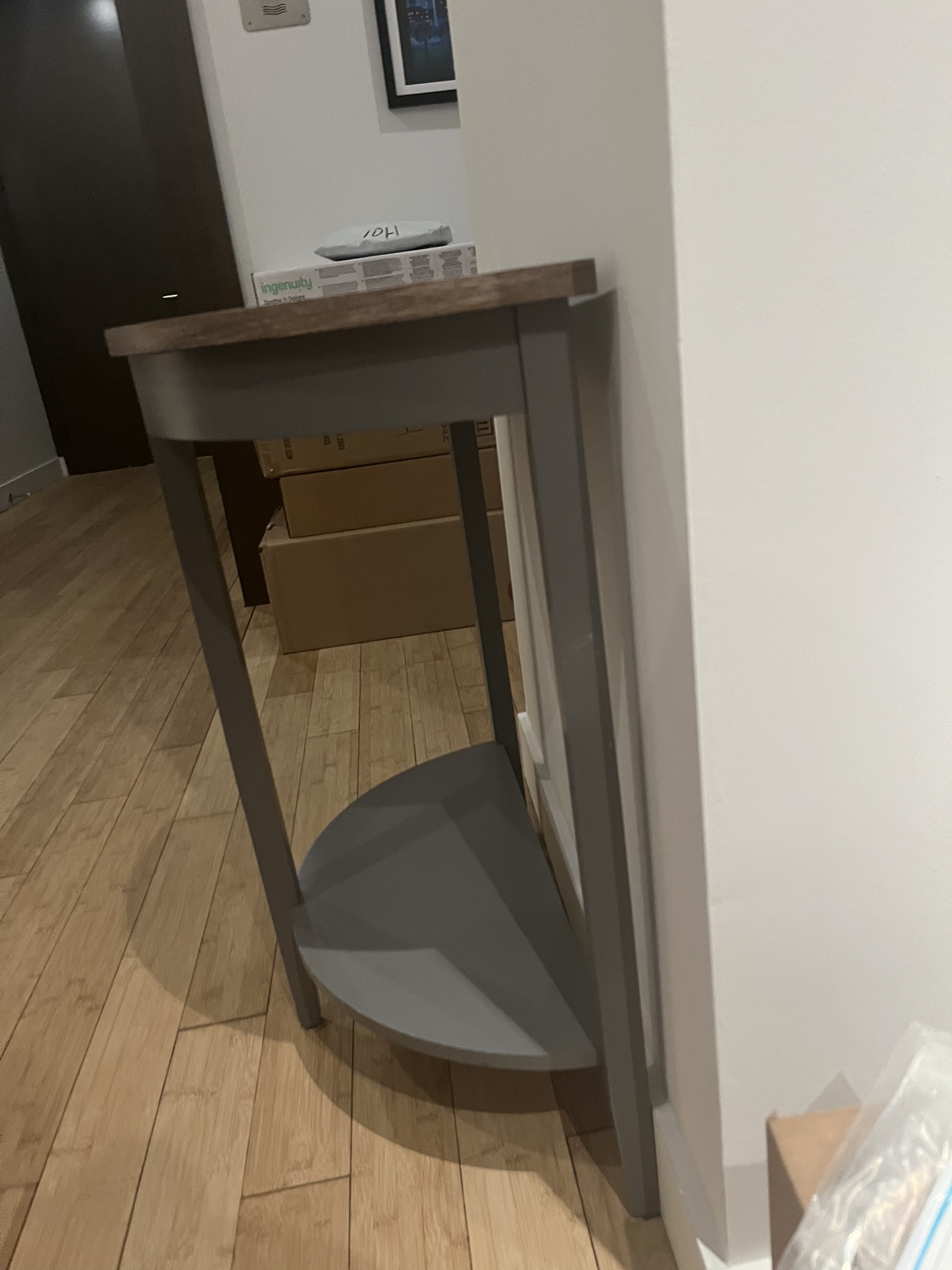Semi Circle Console Table, Wooden Gray Side Table - photo 2