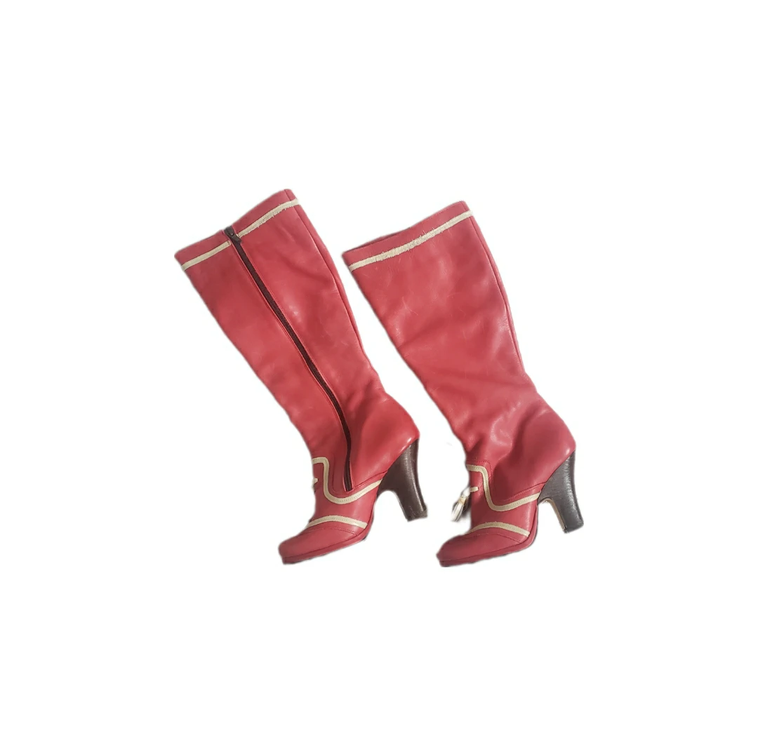 Red Leather Knee High Fly London - Western / Victorian image indicator(3)
