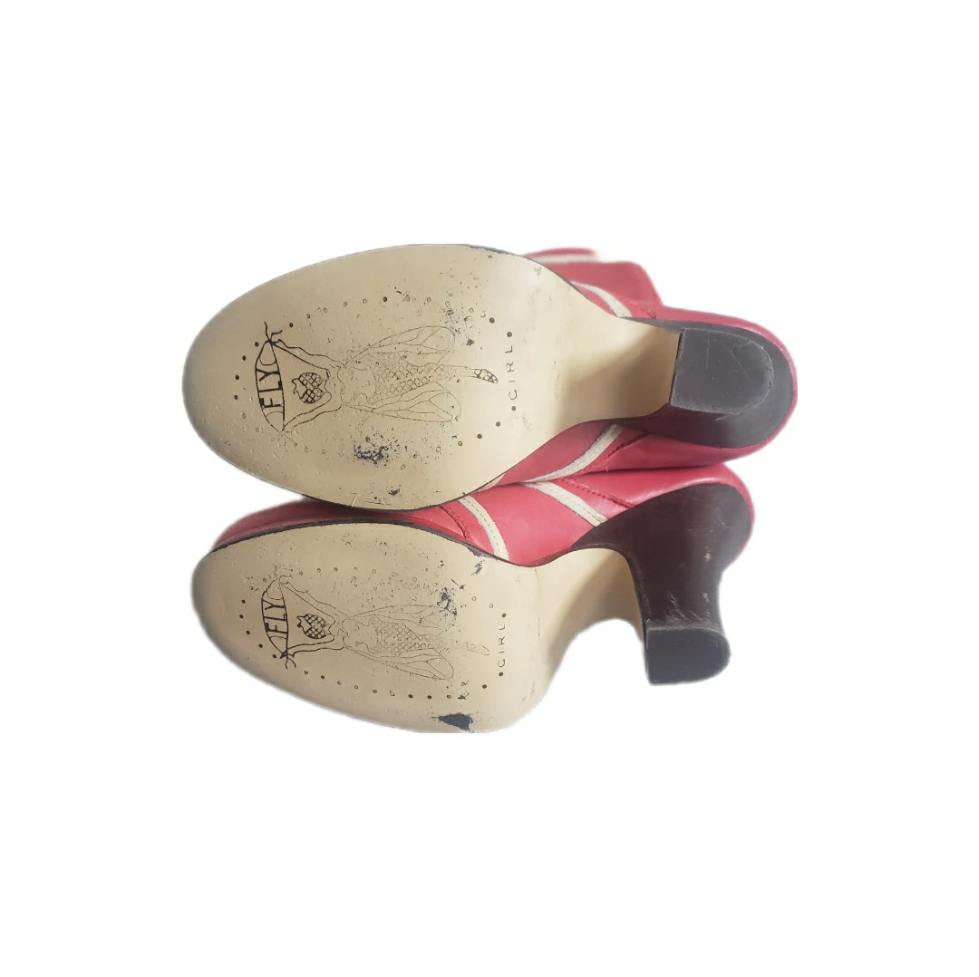 Red Leather Knee High Fly London - Western / Victorian image indicator(4)