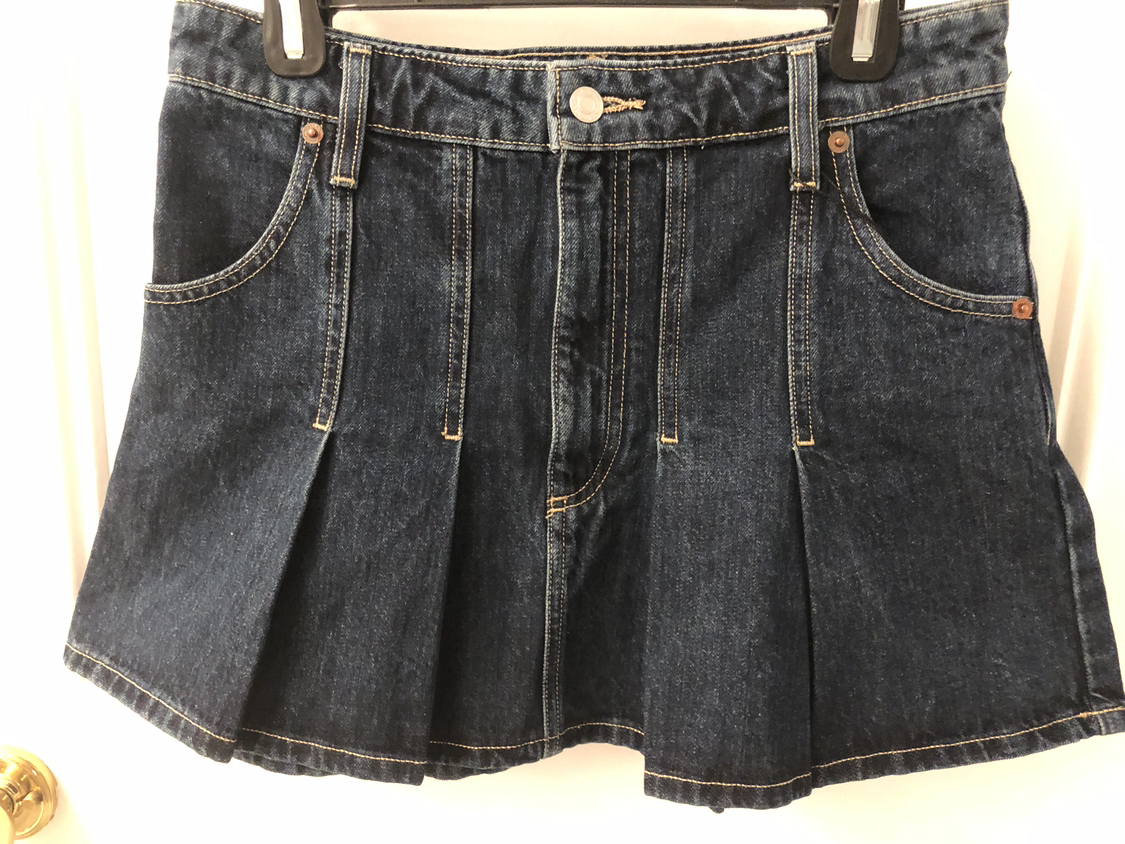 Zara denim pleated skirt